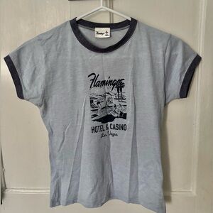 Vintage Blue Flamingo Hotel & Casino T-Shirt Youth Large or Very Small Woman